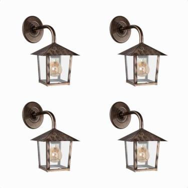 Imagem de Kit 4 Arandela Quadrada Colonial Nina Vidro Liso E27 Bivolt - Blumenau