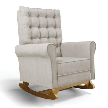 Imagem de Poltrona De Amamentação Laura Com Balanço Linho Prata Tc180 Encosto Alto D'Rossi