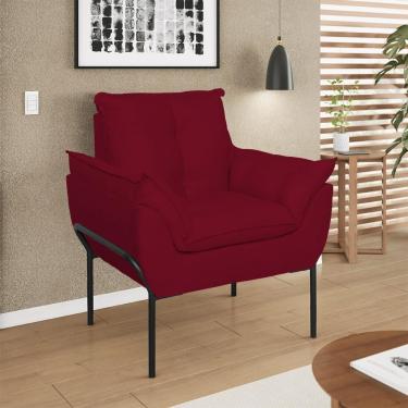 Imagem de Poltrona Decorativa Opala Recepção Clínica Estética Suede Preto Vermelho Balaqui Decor