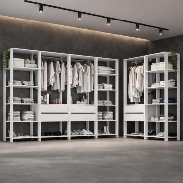Imagem de Guarda-roupa Closet Modulado Arizona 6 Gavetas 405cm Multimóveis Mp4785 Branco