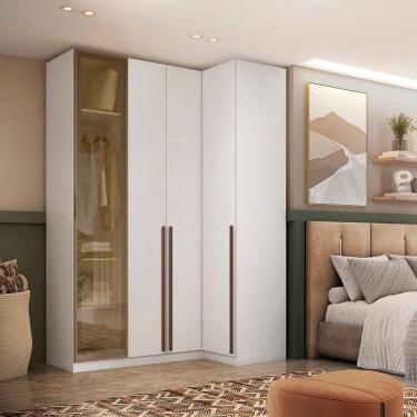 Imagem de Guarda-roupa de Canto Reto Trend 4 Portas 1 Reflecta Altezza Branco