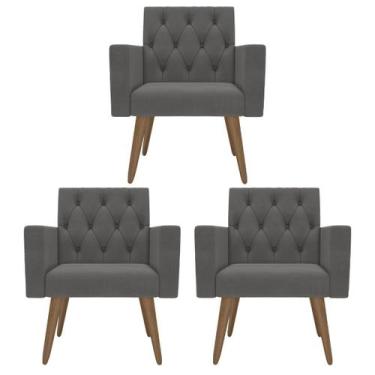 Imagem de Kit 3 Poltronas Capitonê Confortáveis Loja Recepção Sala - Móveis Mafe