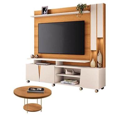 Imagem de Estante Home Theater Virtus Cinamomo Off White Com Mesa De Centro Sky 
