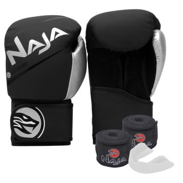 Imagem de Kit luva Boxe Muay Thai Naja Extreme + Bandagem + Protetor Bucal-Unissex