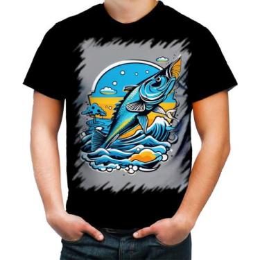 Imagem de Camiseta Colorida Pesca Esportiva Peixes Azul Paz 2 - Kasubeck Store®,