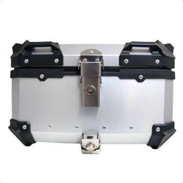 Imagem de Bau de Moto Traseiro 35 Litros Universal Aliminio Anti-roubo Prata