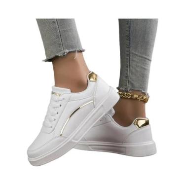 Imagem de Tênis De Plataforma Em Couro Feminino, Confortáveis E Casuais, Sapatos