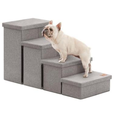 Imagem de Escada para cães Love's Cabin dobrável de 4 degraus, cinza, 90 kg
