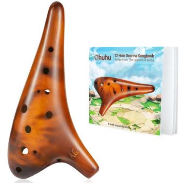 Imagem de Ocarina Ohuhu Alto C de 12 Furos em Cerâmica com Livro de Músicas