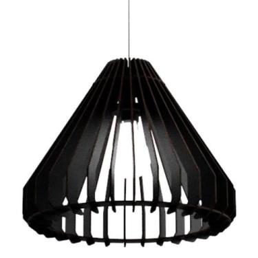 Imagem de Luminária Teto Tipo Pendente Cone Mdf - Completa Cor: Preta - LENOBRE,