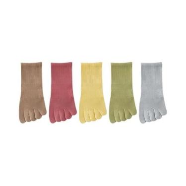 Imagem de Meias De Algodão Femininas De Verão Com Cinco Dedos, 5 Pares, Antiderr