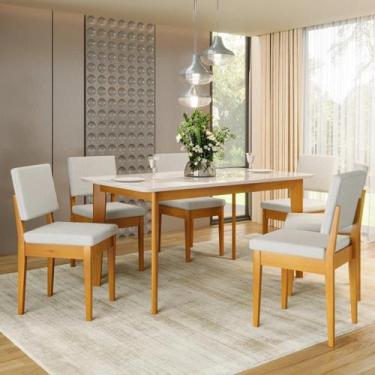 Imagem de Conjunto Sala de Jantar Siera 6 Lugares Retangular Madeira Maciça Miam