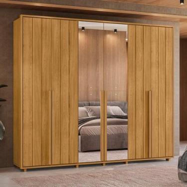 Imagem de Guarda-roupa Casal 6 Portas 100% Mdf com Espelhos e Pés Volpi - Madete