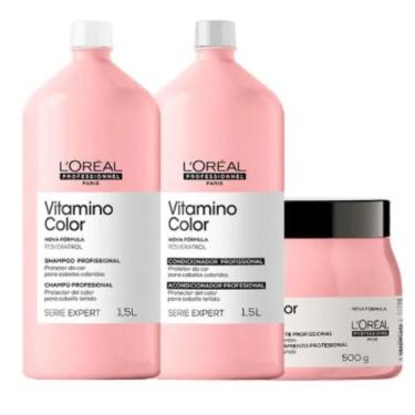 Imagem de Loréal Kit Vitamino Color Shampoo + Cond 1,5L + Masc 500g - Loréal Pro