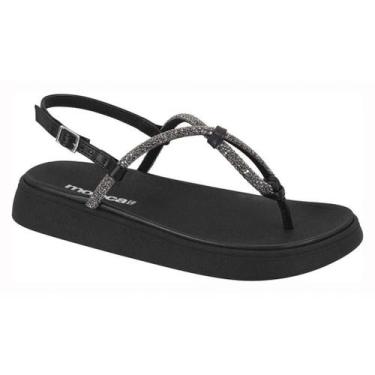 Imagem de Sandália Moleca Flatform Com Brilhos, 36, Preto