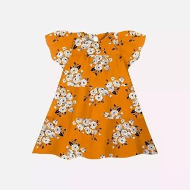 Imagem de Vestido Infantil Menina Em Tecido Vivat Milon, Laranja, 8, Meninas