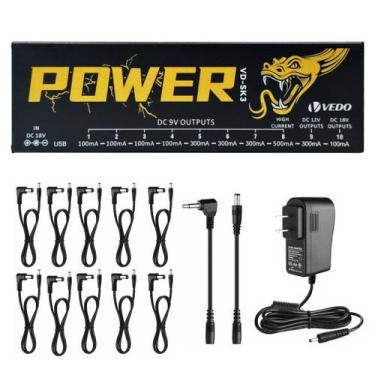 Imagem de Fonte de Alimentação Pedal Efeito Guitarra 10 Saídas Isoladas 9V 12V 1