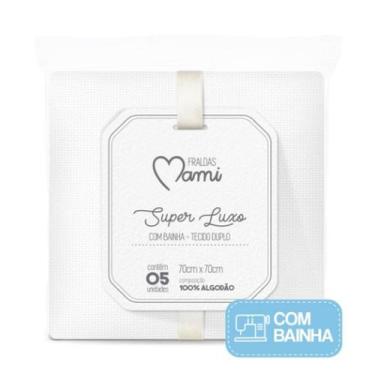 Imagem de Fralda Super Luxo Mami Com Bainha Branca 70Cm X 70Cm Contem 05 Unidade