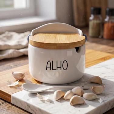 Imagem de Porta Mantimentos/Condimentos - Branco (250 g) Alho - Lyor, Alho
