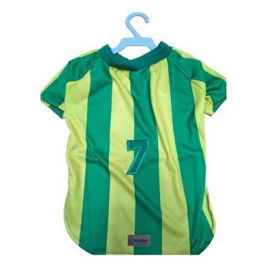 Imagem de Camisa De Time Para Cães Camiseta Verão para Cachorro Verde e Amarelo 