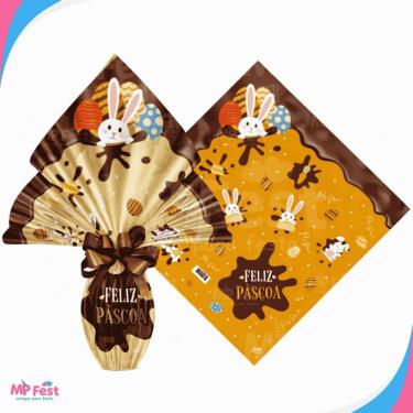 Imagem de Kit 25 Sacos para Ovos de Páscoa Chocolatier Polipropileno 34x34CM Dourado OEM