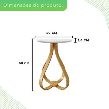 Imagem de Mesa Lateral de Apoio Tampo Redondo 50cm Rubi Branco - Sparta Móveis