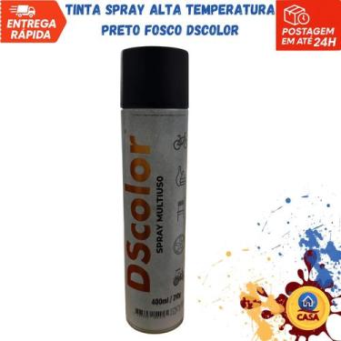 Imagem de Tinta Spray Alta Temperatura 600C Preto Fosco DSColor 300ml para Metai
