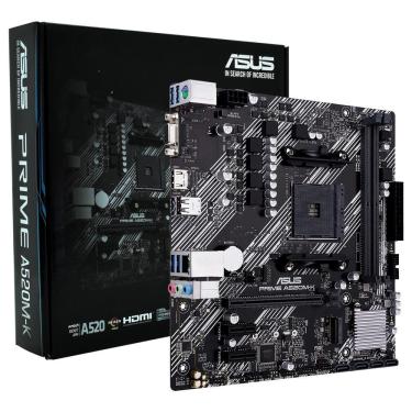 Imagem de Placa Mãe Asus Prime A520M-K com Socket AM4 VGA DDR4 para Uso Profissional e Pessoal Preta