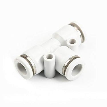 Imagem de 3pcs Branco 3 Way T em forma de T pneumática Conexões PE 4mm a 16 milímetros ODIO Empurre Tubo de mangueira na Air Gas encaixe rápido Connector Adaptadores YYDFPIIA (Color : 8mm-8mm-8mm)