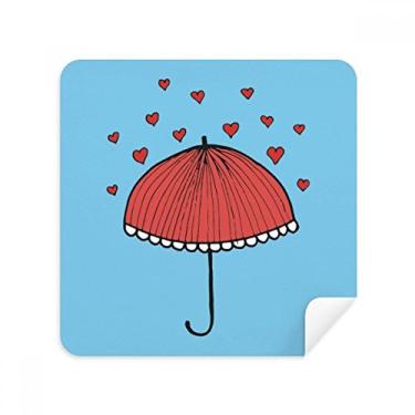 Imagem de Guarda-chuva vermelho de renda para o clima do coração, tecido de camurça, pacote com 2