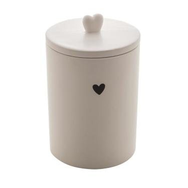 Imagem de Pote Cerâmica Com Tampa Bambu Heart Branco 10X12Cm - Lyor