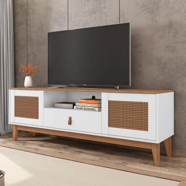 Imagem de Rack 2 Portas 1 Gaveta 160cm Esmeralda Versátile Casa D Branco/Noce