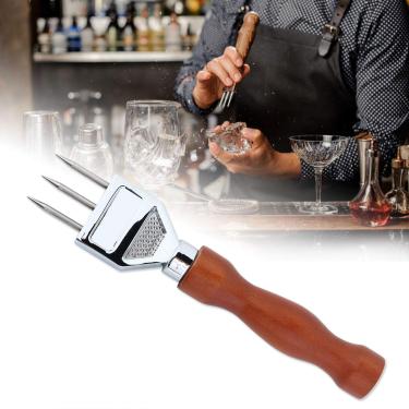 Imagem de Cinzel de gelo de a?o inoxid¨¢vel,formador de gelo de 3 pontas com cabo de madeira, picareta de remo??o Picador de gelo picado Ferramenta de gelo Ferramenta de cozinha Barware de gelo Acess¨®rios