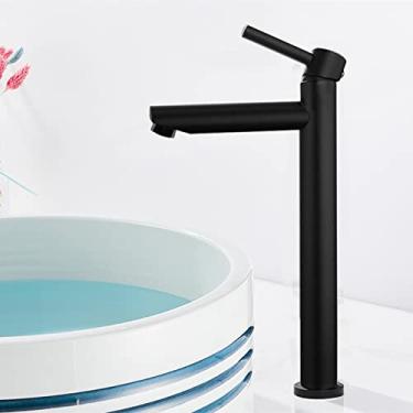 Imagem de Torneira de pia de bacia alta cromado preto fino lavatório de banheiro torneira misturador de água quente bacia de água fria torneira de guindaste torneira do banheiro, preto fosco B, China