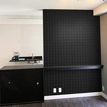 Imagem de Kit com 6 Placas 3D AutoAdesiva Preta Revestimento de Parede Inca 50x50cm 1,5m²