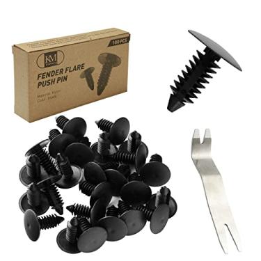 Imagem de kiMing Pino de pressão Fender Flare – conjunto de pinos retidos premium compatível com Jeep Wrangler JL, JK, TJ e 84-01 Cherokee XJ – clipes de retentor universal de 6,4 mm com removedor de unhas de 13 cm – conjunto de 100 peças