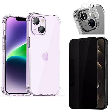 Imagem de Kit Capa Anti Impacto + Pelicula Privacidade + Pelicula Câmera Compatível iPhone 12 13 14 Pro Max (iPhone 13)