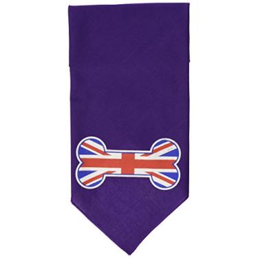 Imagem de Mirage Pet Products Bandana com estampa de bandeira de osso do Reino Unido para animais de estimação, grande, roxa