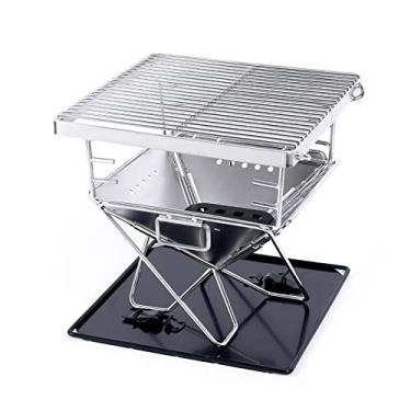 Imagem de Fogão de acampamento Fogões a lenha Portátil Backpacking Fogão de aço inoxidável Fogão a álcool para acampamento ao ar livre caminhadas mochila piquenique churrasco, prata, 42 * 36,5 * 33,5 cm