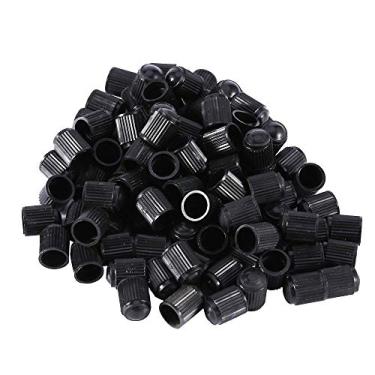 Imagem de Fydun tampas de haste de válvula de pneu 100 peças à prova de poeira, válvula de pneu, tampas de haste para carro de plástico, motocicleta, caminhão (preto)