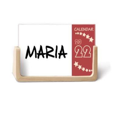 Imagem de Agenda especial de mesa com nome em inglês MARIA 2022 com caligrafia para 12 meses