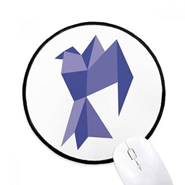 Imagem de Mouse pad roxo origami abstrato padrão pombo, tapete redondo de escritório para computador
