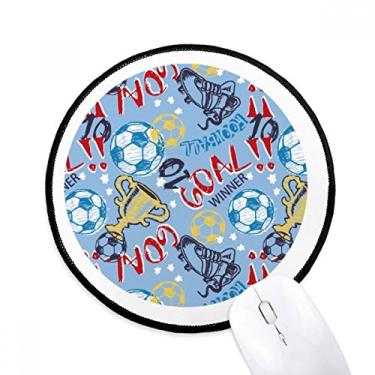 Imagem de DIYthinker Mouse Pad Gol Futebol Futebol Vencedor Esportes Desktop Escritório Tapete Redondo para Computador