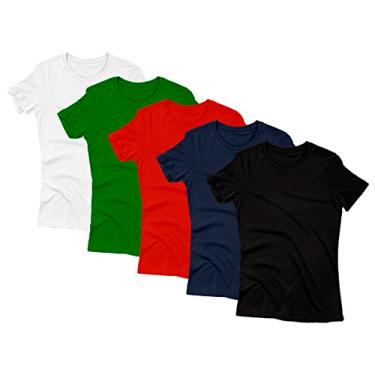 Imagem de Kit 5 Camisetas Feminina Poliéster Básica Camisa Blusa Treino Academia Esporte, Tamanho GG