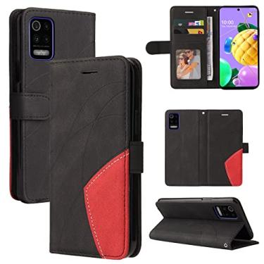Imagem de Capa carteira para LG K62, compartimentos para porta-cartões, fólio de couro PU de luxo anexado à prova de choque capa flip com fecho magnético com suporte para LG K62 (preto)