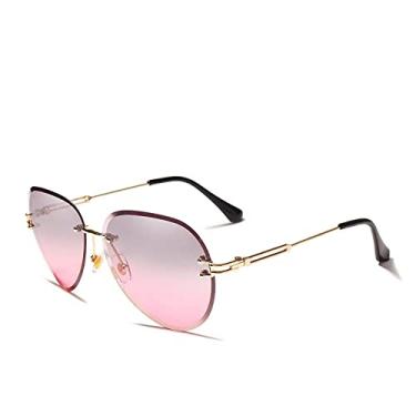 Imagem de Óculos de sol feminino sem aro com lente gradiente azul proteção UV400, 3, tamanho único