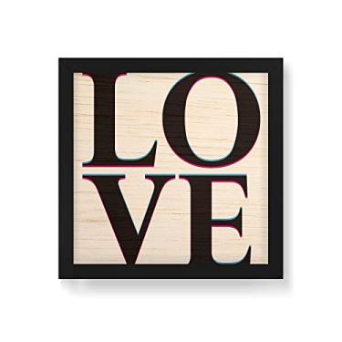 Imagem de Arte Maníacos Quadro Decorativo em Madeira Love - 30x30cm (Moldura caixa em laca preta)
