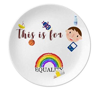 Imagem de Diferença de Gênero e Identidade Rainbow Igualdade Prato de Porcelana Jantar Redondo Prato Masculino