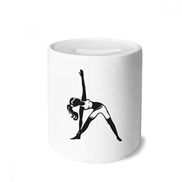 Imagem de DIYthinker Yoga Girl Stretching Keep Outline Caixa de Dinheiro Caixa de Cerâmica Porta-Moedas Presente