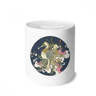 Imagem de DIYthinker Flower Japan Hippocampus Ukiyo-e Caixa de Dinheiro de Cerâmica Porta-Moedas Presente